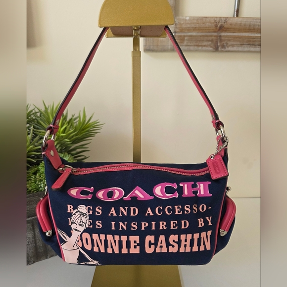 Coach Handbags - Coach Bonnie Cashin Inspired Mini Canvas Shoulder Bag Pink/Navy Y2K